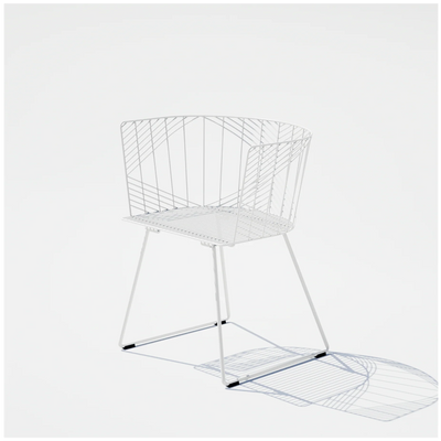 White Captain Chair by Bend Goods, stylish modern seating with sleek design and curved metal frame, perfect for contemporary interiors.