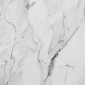 Un'common COI marble pedestal table with Carrara marble top and sleek modern design.