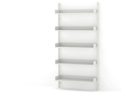 Blue Case storage slot shelving unit with adjustable shelves, designed for organized storage in various spaces.