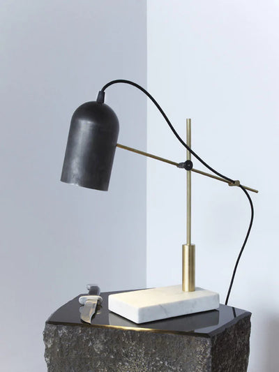 Castor Deadstock Catherine Lamp with gunmetal black finish, modern lighting fixture made in Canada, featuring sleek, contemporary design.