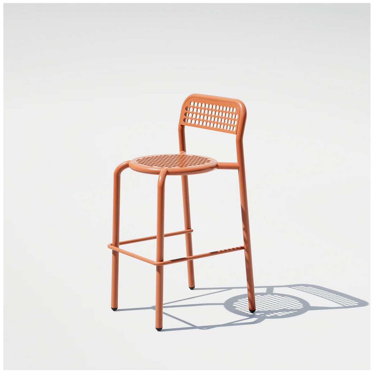 Bend Goods Coffee House Counter Stool featuring a sleek metal frame and woven seat, ideal for modern seating areas.