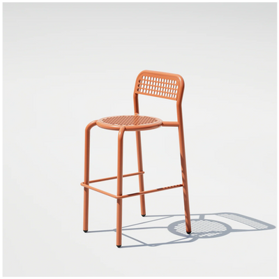 Bend Goods Coffee House Counter Stool featuring a sleek metal frame and woven seat, ideal for modern seating areas.