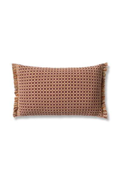 Checker cushion by Lorena Canals in marsala with a geometric checkered pattern