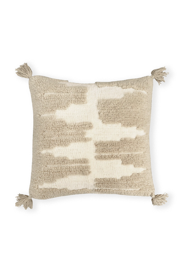 Lorena Canals Zagros throw pillow in sandstone with natural geometric pattern, soft fabric, decorative home accessory.