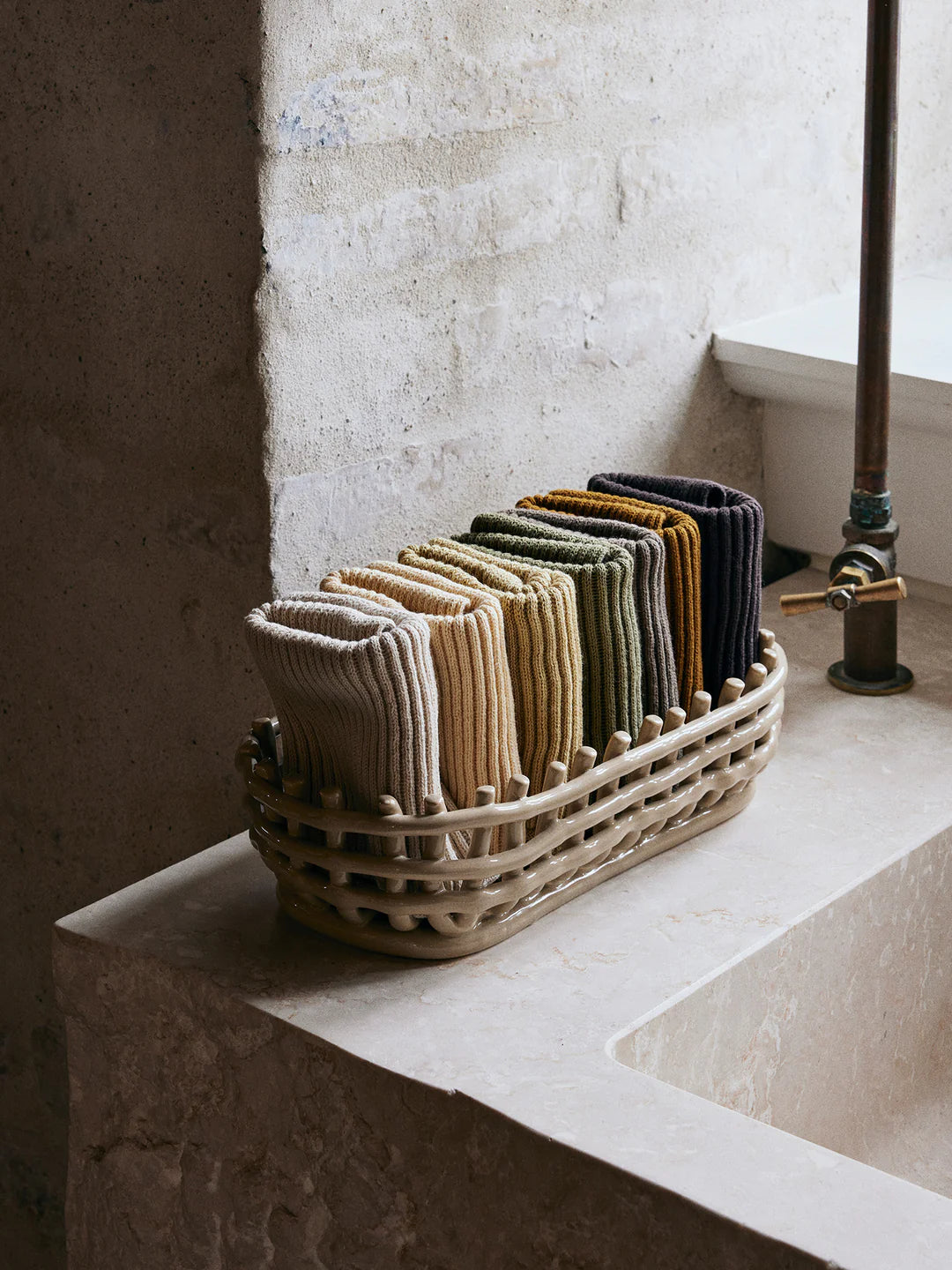 Set of 7 Ferm Living Day Cloths, soft accessories with calm, neutral tones, perfect for everyday use and home decor.