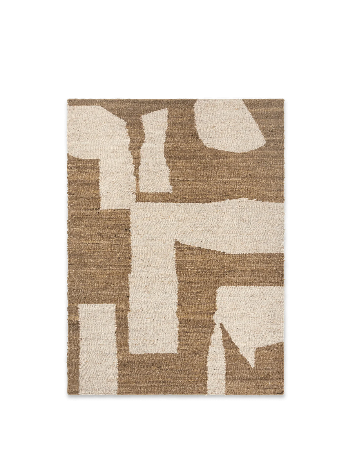 Off-white toffee Ferm Living piece rug showing a textured, soft fabric in a 140x200 cm size, perfect for modern home decor.