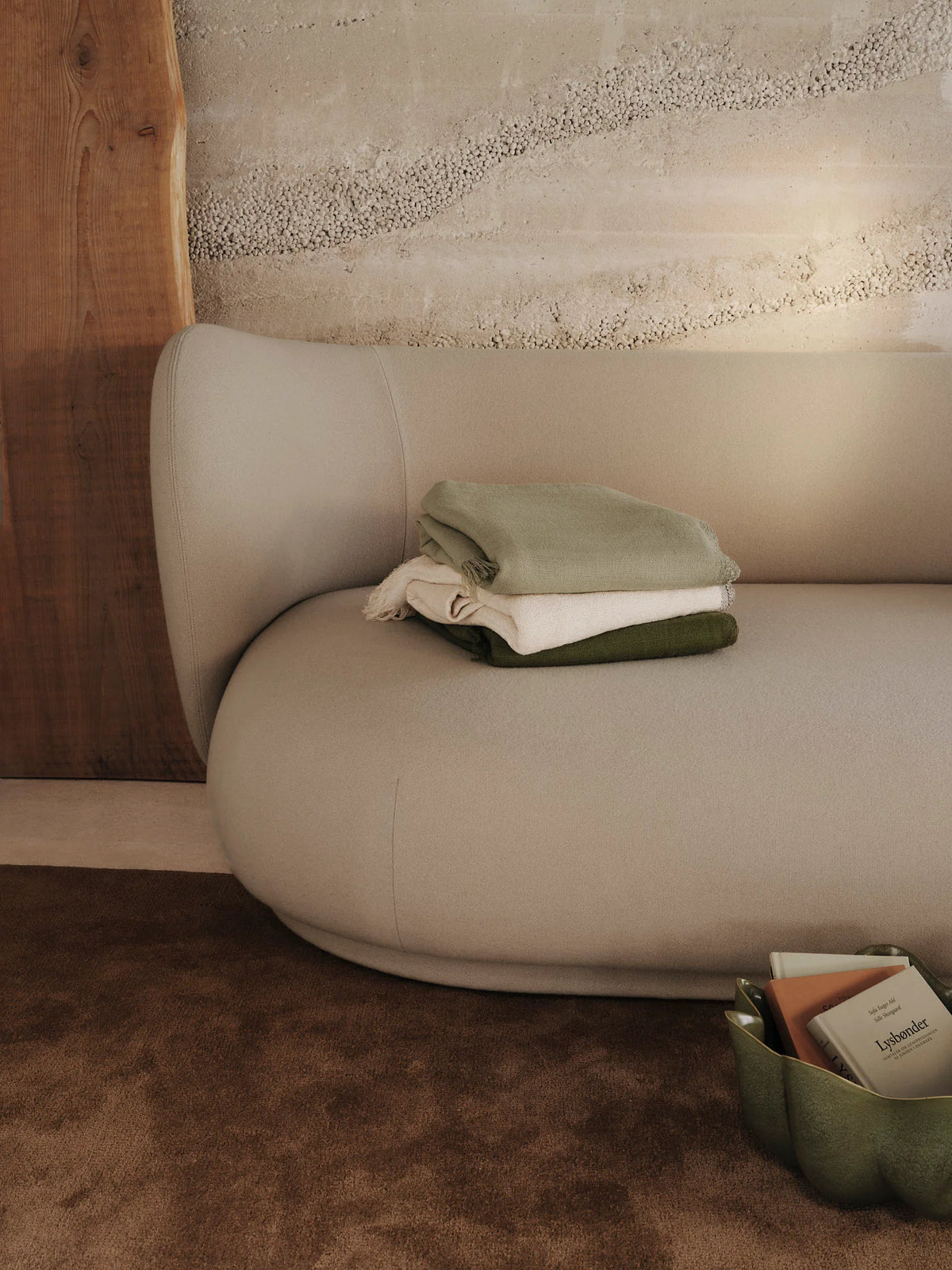 Off-white Weaver Throw by Ferm Living, cozy accessory with woven texture, perfect for adding warmth and style to living space.