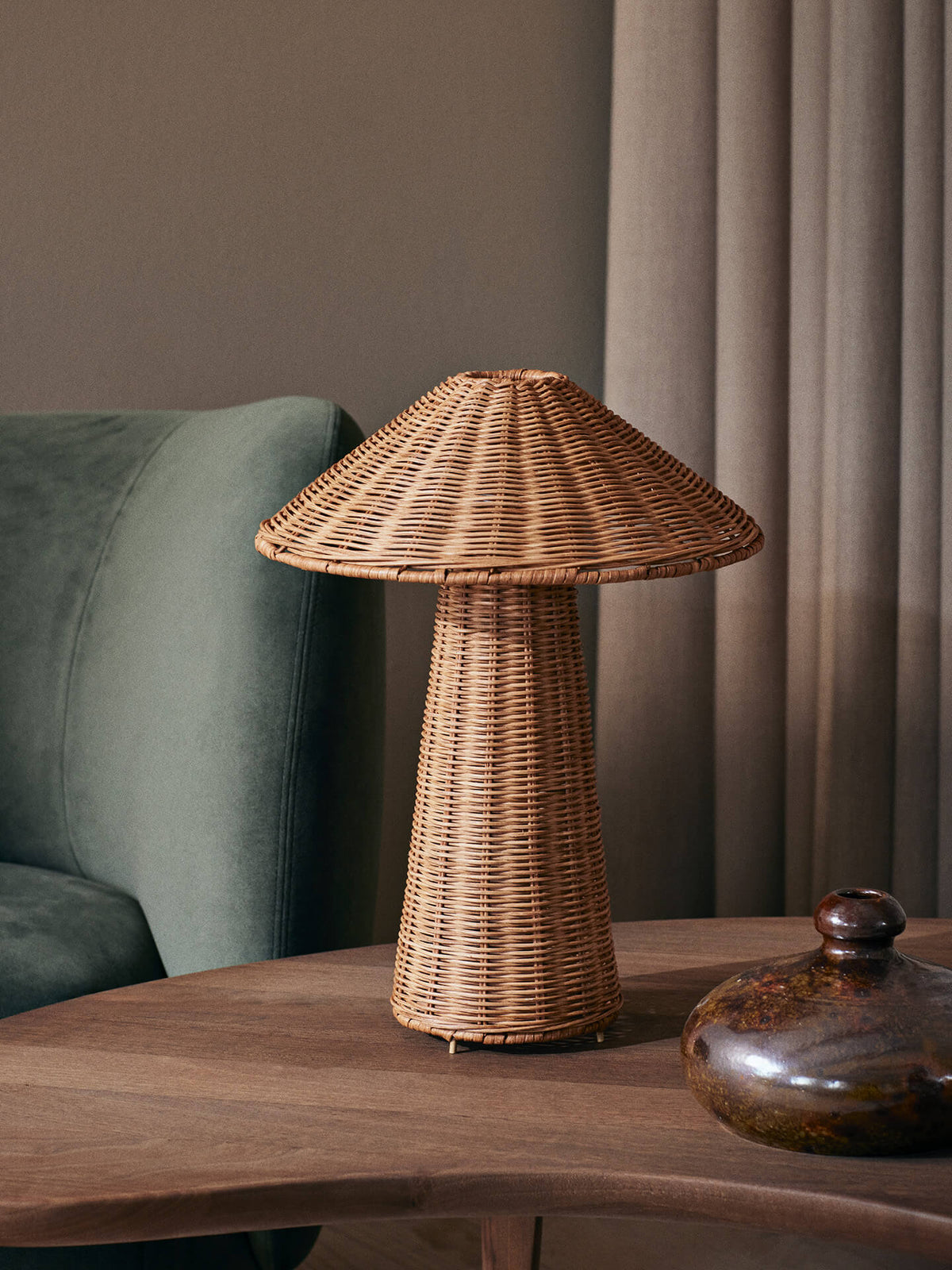 Dou Table Lamp by Ferm Living, modern lighting with a minimalist design, featuring a sleek base and a soft, diffused light.