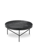 Medium black marble table by Ferm Living, showcasing a sleek, modern design with smooth marble surface and minimalist style.