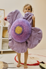 Kids purple Poppy floor cushion by Lorena Canals with soft fabric and floral design, perfect for children's seating and play areas.