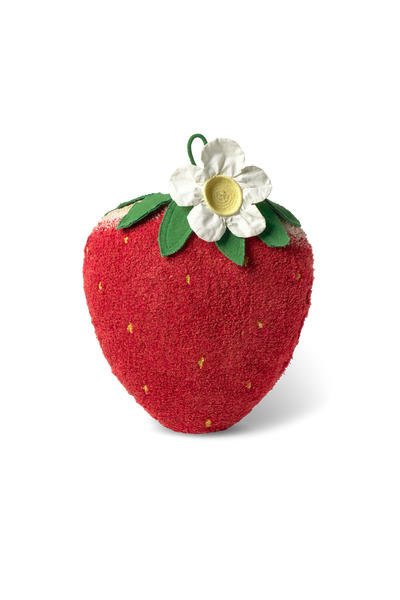 Kids' Strawberry Floor Cushion by Lorena Canals featuring a vibrant strawberry design and soft fabric, perfect for cozy play areas.