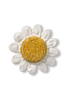 White Daisy kids floor cushion by Lorena Canals featuring a soft, round design with a white fabric and daisy pattern.