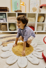 Kids white daisy floor cushion by Lorena Canals featuring a soft, plush surface and floral daisy design for cozy seating.