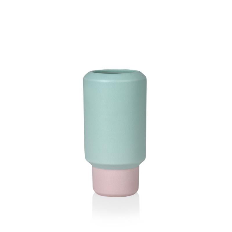 Fumario Vase - Mint Green & Pink 16.5cm by Luciee Kaas