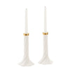 Set of Geneva tall candle holders by Jonathan Adler featuring sleek, modern accessories with a stylish metallic finish.