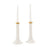 Set of Geneva tall candle holders by Jonathan Adler featuring sleek, modern accessories with a stylish metallic finish.