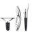Georg Jensen wine accessories including a corkscrew, stopper, and pourer, made of sleek metal with elegant design.