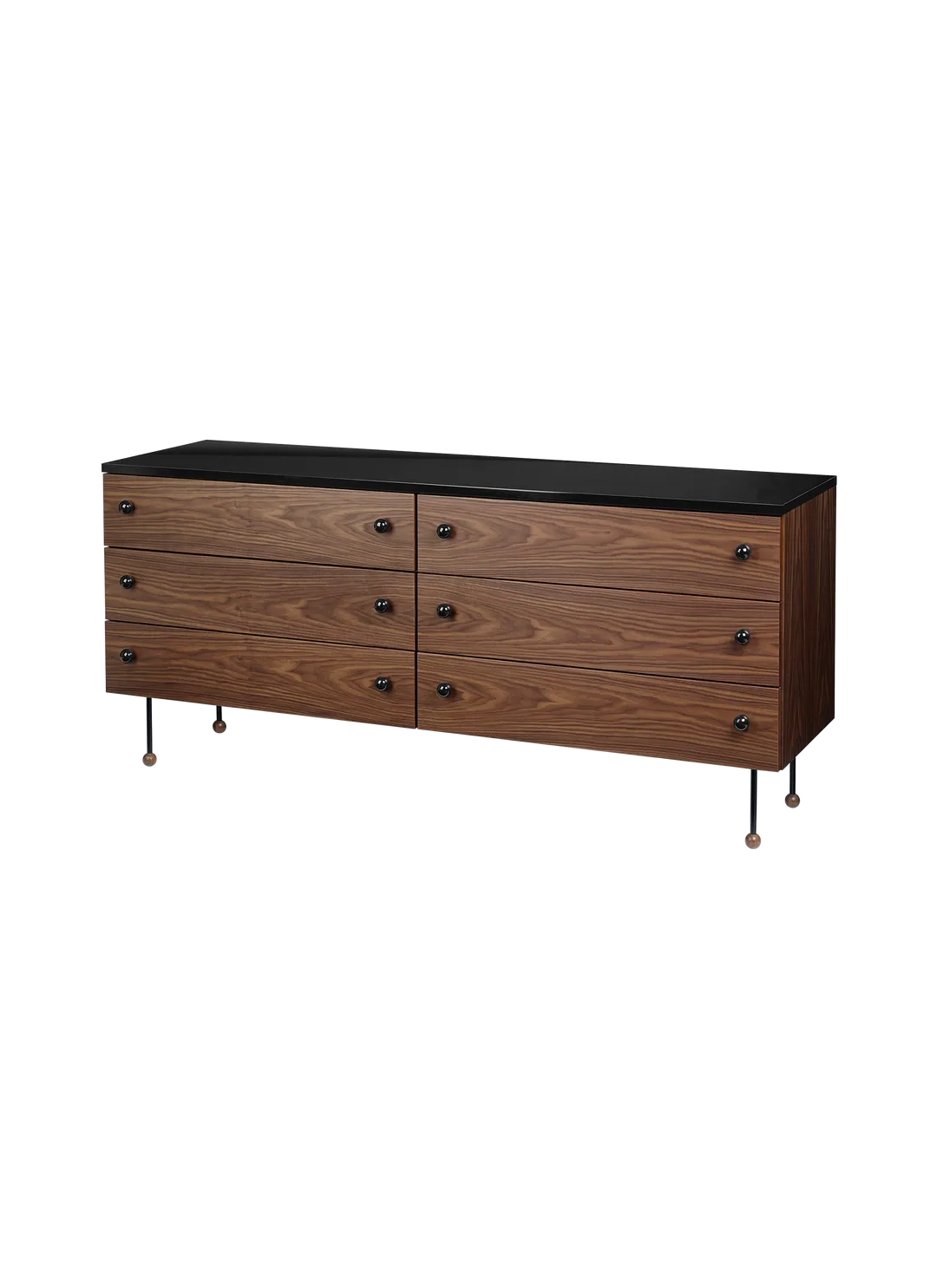 Gubi 62 Sideboard with 6 drawers, modern bedroom storage furniture, showcasing sleek wood finish and minimalist design.