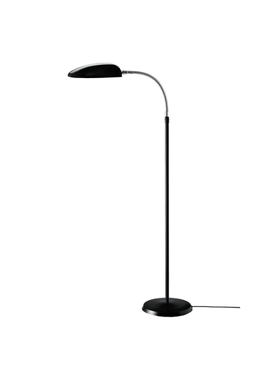Black Cobra Floor Lamp by Gubi, modern lighting fixture with a sleek, curved design perfect for contemporary interiors.