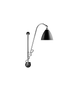 Gubi Bestlite BL5 wall lamp in black with semi-matt chrome finish, modern lighting fixture mounted on a wall.