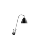 Gubi Bestlite BL6 wall lamp in black with semi-matt chrome finish, modern lighting fixture mounted on a wall.