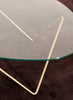 Gubi Pedrera coffee table with chrome finish, smoke-colored structured glass top, modern design, and sleek table base.