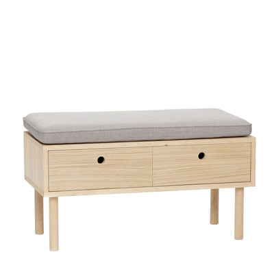 CLEARANCE Hide Bench Grey/Natural by Hübsch