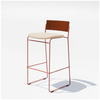 Hinoki Barstool by Bend Goods, modern seating with a sleek design, featuring a wooden seat and metal legs.