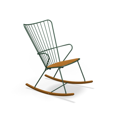 White PAON rocking chair by Houe, a stylish seating option with a curved wooden frame and comfortable design.