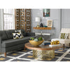 Peruvian Llama flat weave rug by Jonathan Adler in camel grey, showcasing intricate geometric patterns and soft texture.