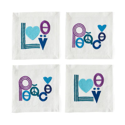 Peace & Love Cocktail Napkins by Jonathan Adler