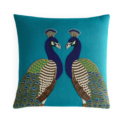 Coussin perlé Paon par Jonathan Adler