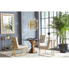 Brass Meurice chandelier by Jonathan Adler featuring multiple hanging light fixtures and modern lighting design