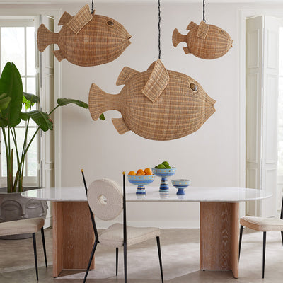 Wicker Blowfish Pendant - Small by Jonathan Adler