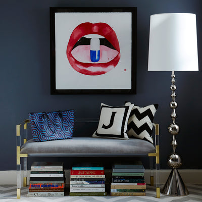 Jacques Bench by Jonathan Adler, stylish upholstered seating with sleek design and wooden legs, perfect for modern living spaces.