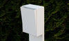 LIXHT VM-002 mailbox and VM-003 mailbox post in orange, made in Canada, shown as accessories for residential mail delivery.