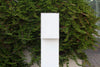 LIXHT VM-002 mailbox and VM-003 mailbox post in orange, made in Canada, shown as accessory set with mailbox and post.