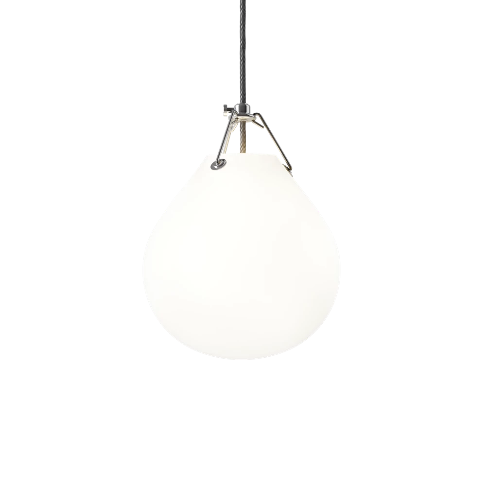 Louis Poulsen Moser lighting fixture showing its sleek, modern design and brushed metal finish against a neutral background.