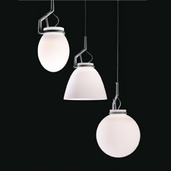 GlassGlass Suspension Lamp by Luceplan featuring a globe-shaped glass shade for modern lighting decor.