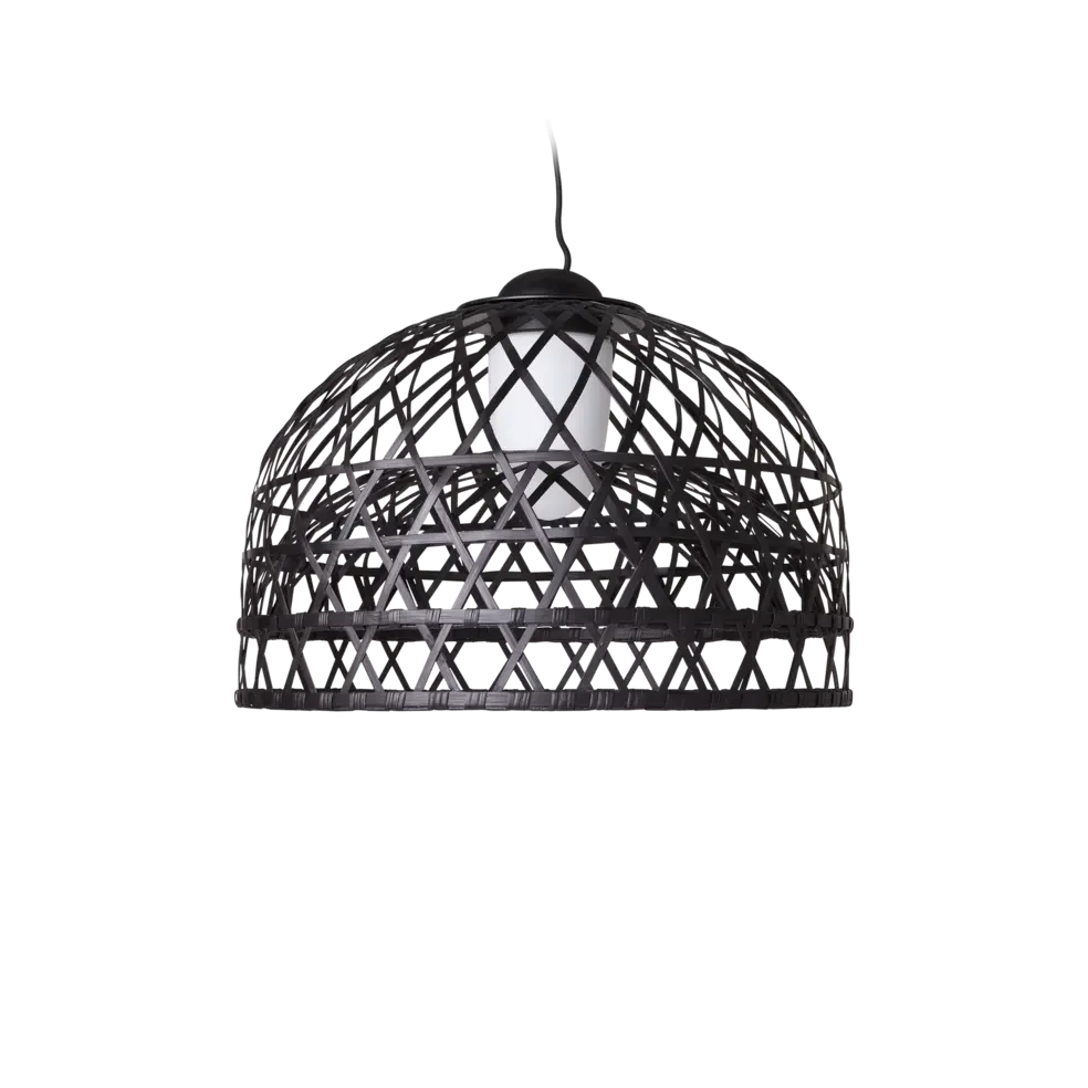 Small black Emperor suspended lighting by Moooi, modern pendant fixture with sleek design and elegant appearance.