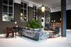Black small Emperor suspended lighting fixture by Moooi, featuring a modern, artistic design with a sleek, minimalist aesthetic.