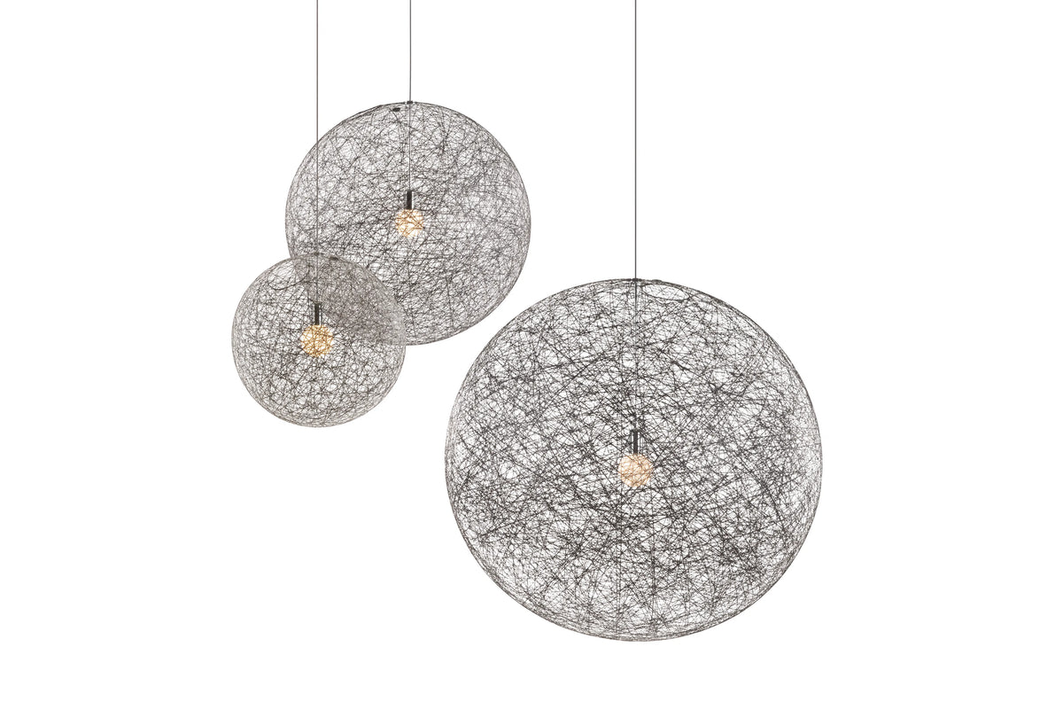 Small black Random Light II by Moooi hanging lighting fixture with a 4-meter cord and unique, artistic design.