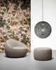 Small black Moooi Random Light II lighting fixture with a 4-meter cord, modern design, and unique, abstract light pattern.