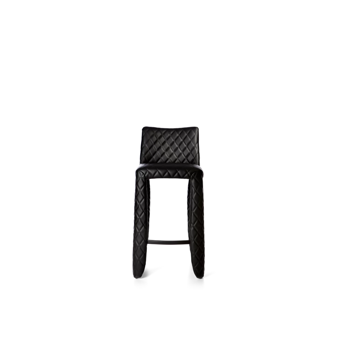 Low diamond-shaped Monster Barstool by Moooi, modern seating with a bold, sculptural design and vibrant color.