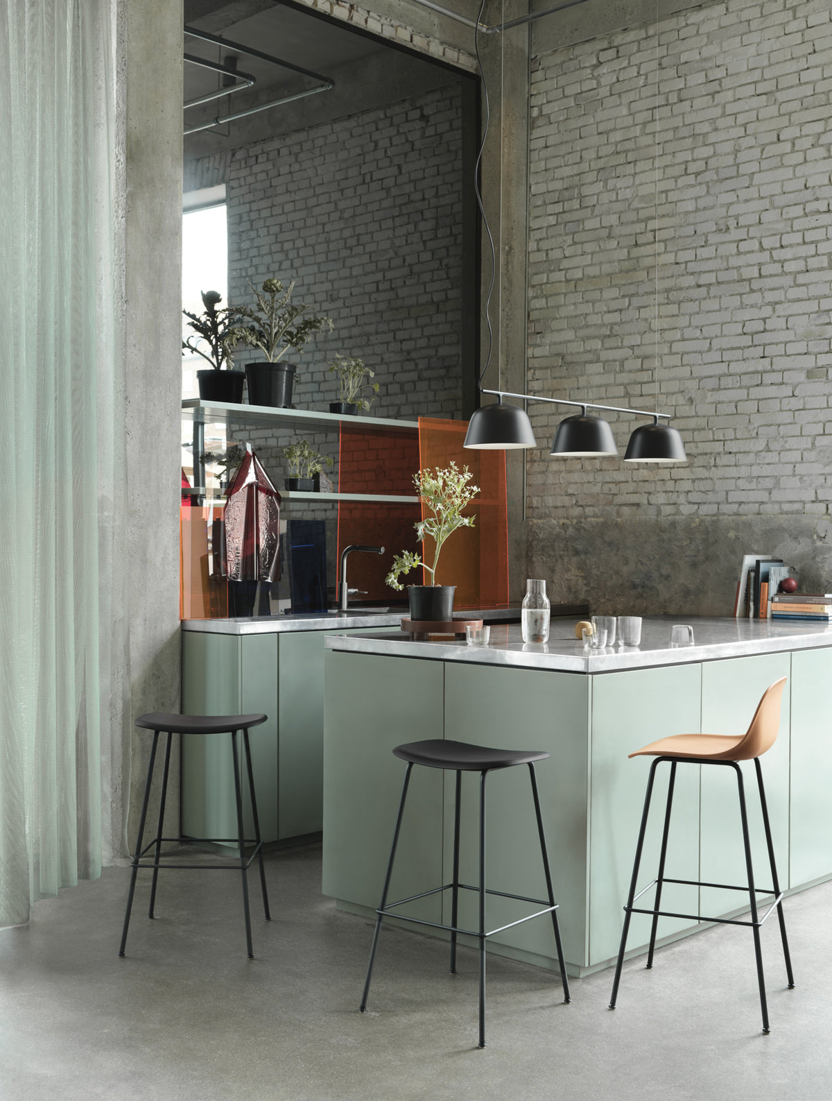 Fiber Bar Height Stool Tube Base by Muuto