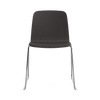 Black steel Just Chair by Normann Copenhagen, modern seating with a sleek, minimalist design and wooden ash legs.