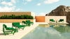Outdoor Tube Lounge by Bend Goods, a modern outdoor seating piece with a sleek, tubular design for comfortable lounging.