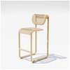 Outdoor Tube Barstool by Bend Goods, tan-colored seating with a tubular metal frame, designed for outdoor use.