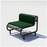 Black outdoor tube lounge seat by Bend Goods with green cushion, ideal for stylish outdoor seating and relaxation.