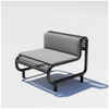 Outdoor Tube Lounge by Bend Goods in black with green cushion, stylish outdoor seating with tubular metal frame and comfortable padding.